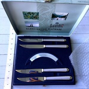 FJORD DESIGN - NORA STEEL FLATWARE. Nora Steak Knives New in box. Made in Norway